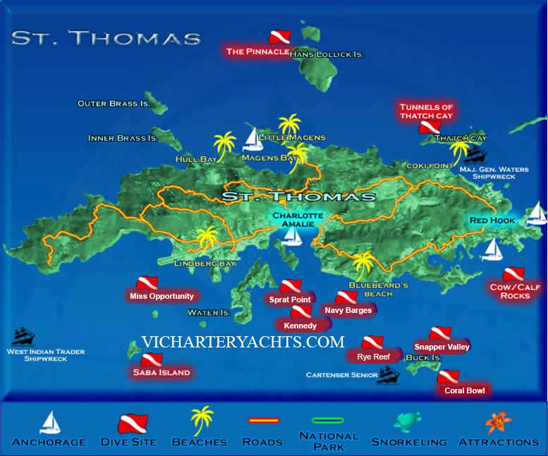 Map Of Beaches In St Thomas - World Map